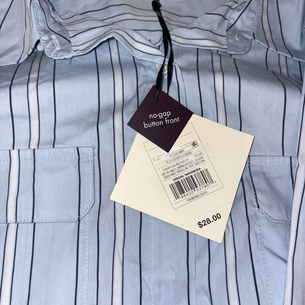 Ava & Viv Sky Blue Striped Button-Down Shirt - Picture 4 of 7